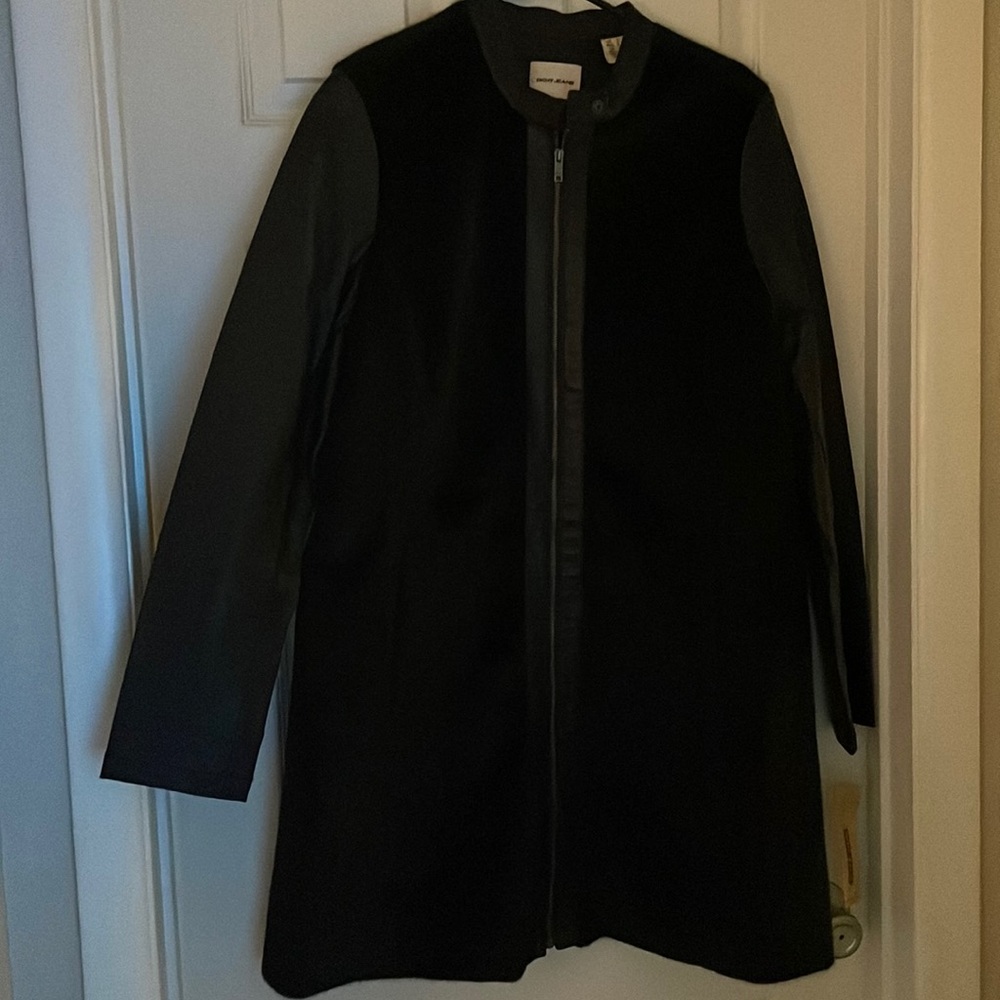 DKNY JEANS FAUX FUR/leather 3/4 length Jacket
